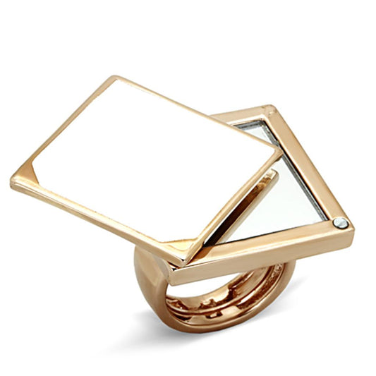MALO2971 - Rose Gold Brass Ring with Synthetic Synthetic Glass in Clear