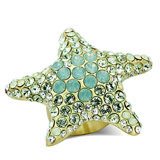 MALO2972 - Gold Brass Ring with Top Grade Crystal  in Multi Color