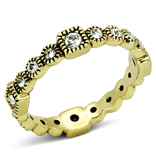 MALO3003 Gold Brass Ring with Top Grade Crystal in Clear