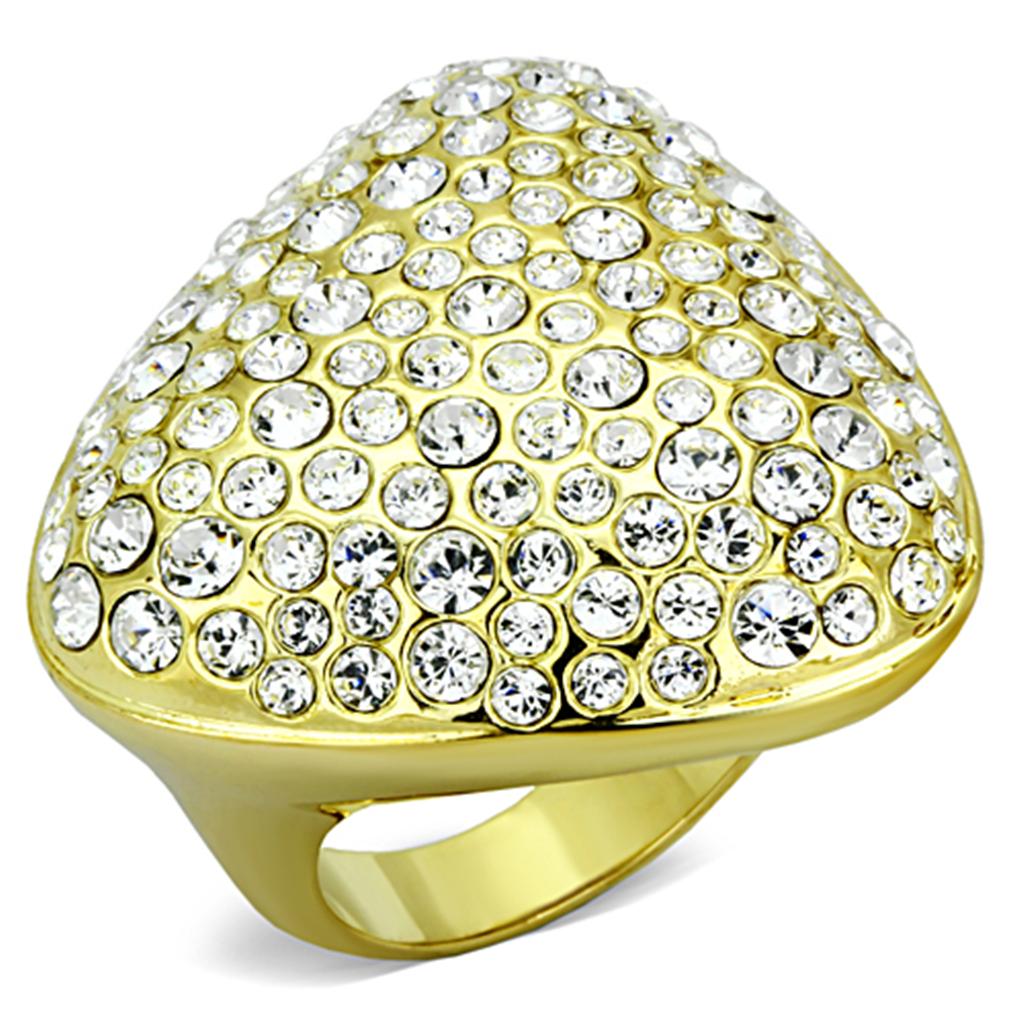 MALO3024 - Gold Brass Ring with Top Grade Crystal  in Clear