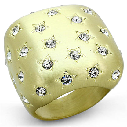 MALO3037 - Gold & Brush Brass Ring with Top Grade Crystal  in Clear