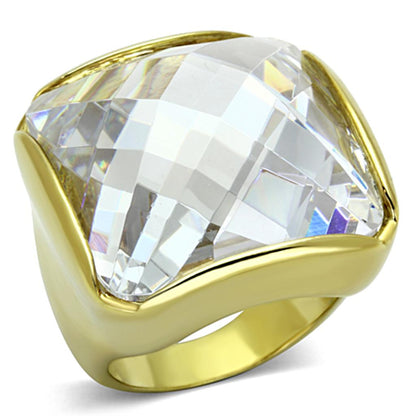 MALO3047 - Gold Brass Ring with AAA Grade CZ  in Clear