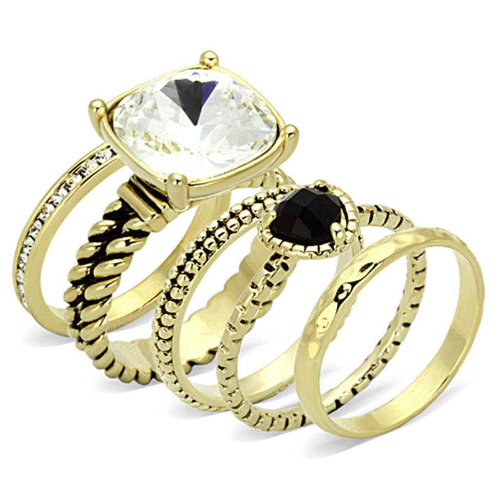 MALO3059 - Gold Brass Ring with Top Grade Crystal  in Clear