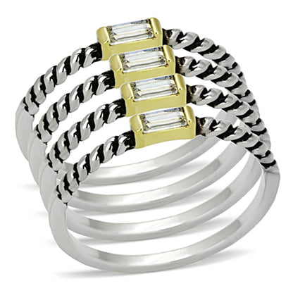 MALO3060 - Reverse Two-Tone Brass Ring with Top Grade Crystal  in Clear