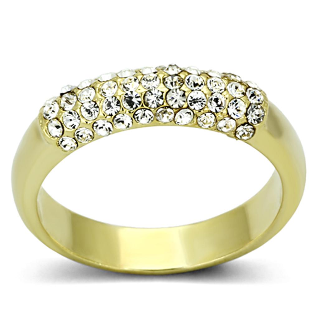 MALO3062 - Gold Brass Ring with Top Grade Crystal  in Clear