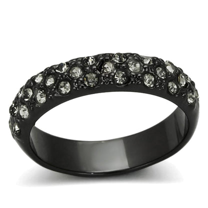 MALO3064 - TIN Cobalt Black Brass Ring with Top Grade Crystal  in Black Diamond