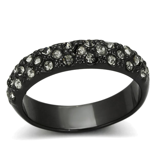 MALO3064 - TIN Cobalt Black Brass Ring with Top Grade Crystal  in Black Diamond