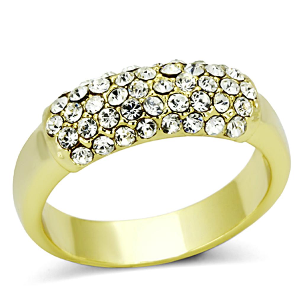 MALO3067 - Gold Brass Ring with Top Grade Crystal  in Clear