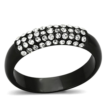 MALO3068 - TIN Cobalt Black Brass Ring with Top Grade Crystal  in Clear