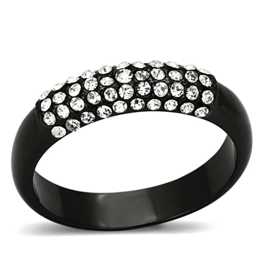 MALO3068 - TIN Cobalt Black Brass Ring with Top Grade Crystal  in Clear