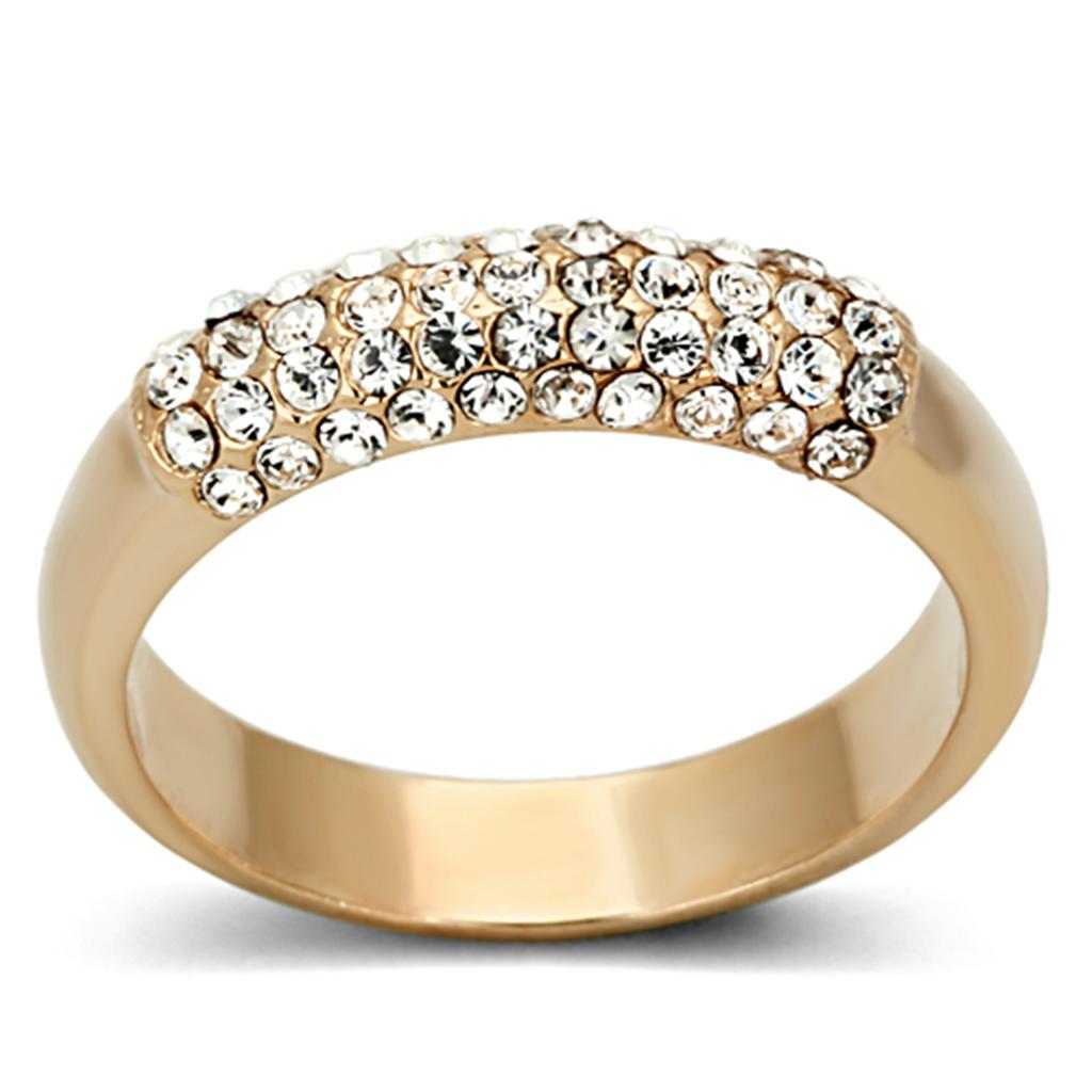 MALO3069 - Rose Gold Brass Ring with Top Grade Crystal  in Clear