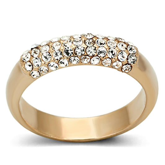 MALO3069 - Rose Gold Brass Ring with Top Grade Crystal  in Clear