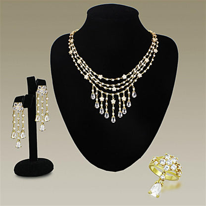 MALO3077 - Gold Brass Jewelry Sets with AAA Grade CZ  in Clear