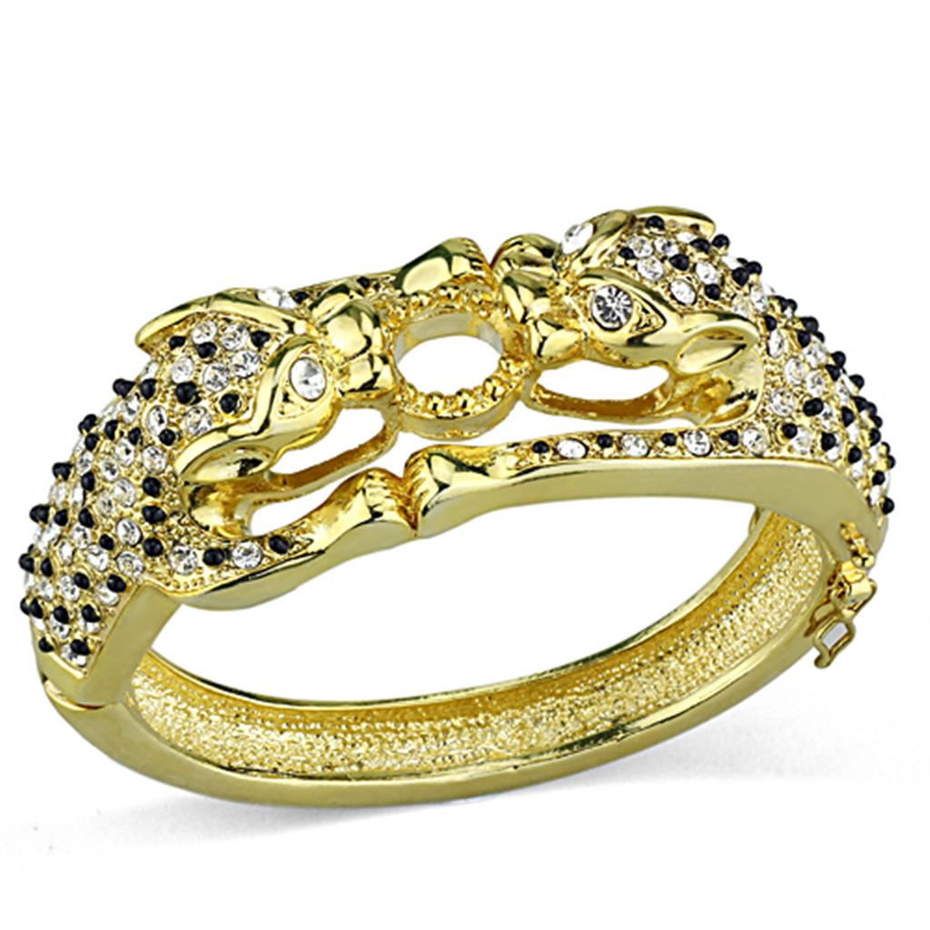 MALO3083 - Gold Brass Bangle with Top Grade Crystal  in Clear