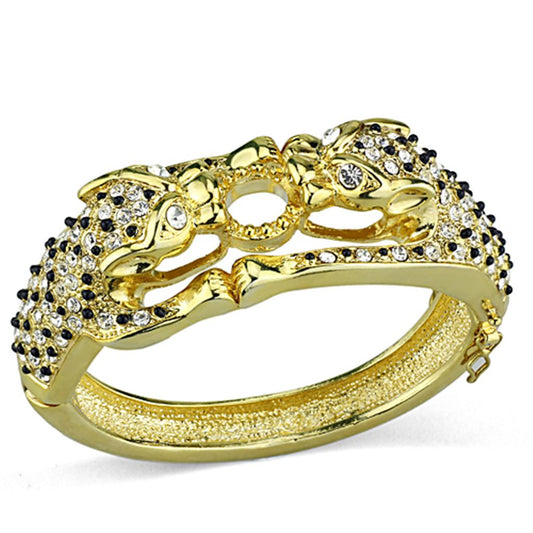 MALO3083 - Gold Brass Bangle with Top Grade Crystal  in Clear