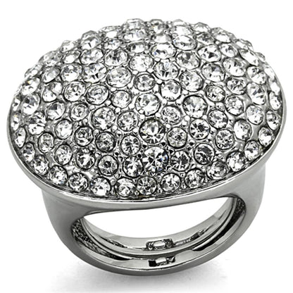 MALO3149 - Rhodium Brass Ring with Top Grade Crystal  in Clear