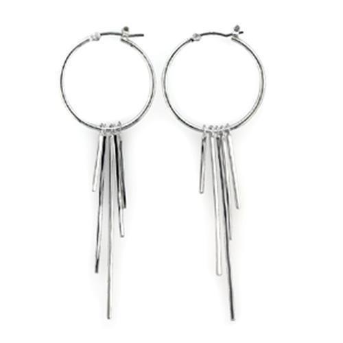 MALO315 - Rhodium Brass Earrings with No Stone