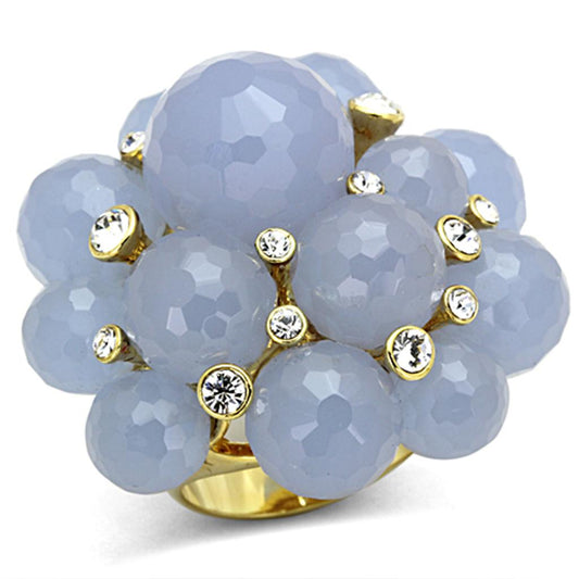 MALO3214 - Gold Brass Ring with Synthetic Synthetic Glass in Gray