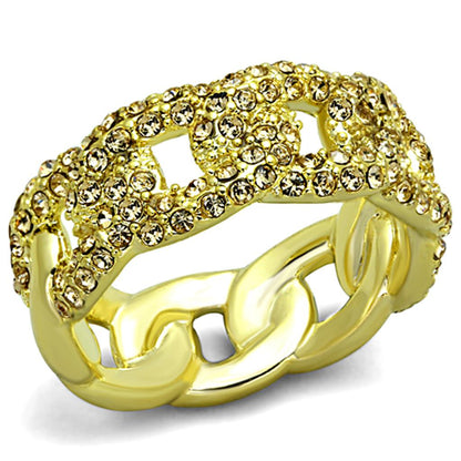 MALO3215 - Gold Brass Ring with Top Grade Crystal  in Light Smoked