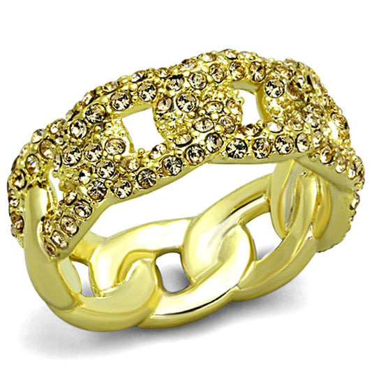 MALO3215 - Gold Brass Ring with Top Grade Crystal  in Light Smoked