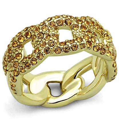 MALO3216 - Gold Brass Ring with Top Grade Crystal  in Smoked Quartz