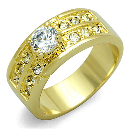 MALO3218 - Gold Brass Ring with AAA Grade CZ  in Clear