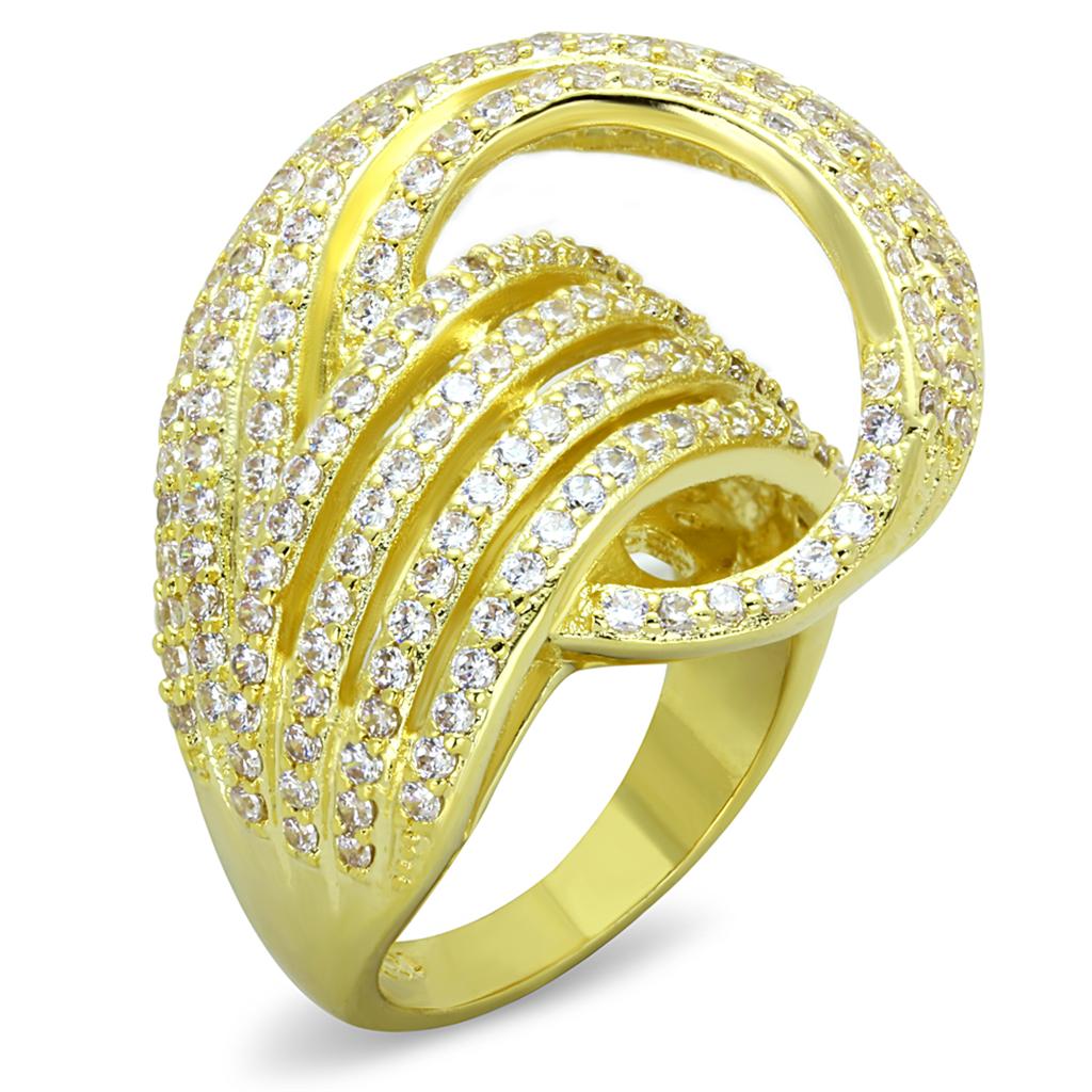 MALO3222 Gold Brass Ring with AAA Grade CZ in Clear