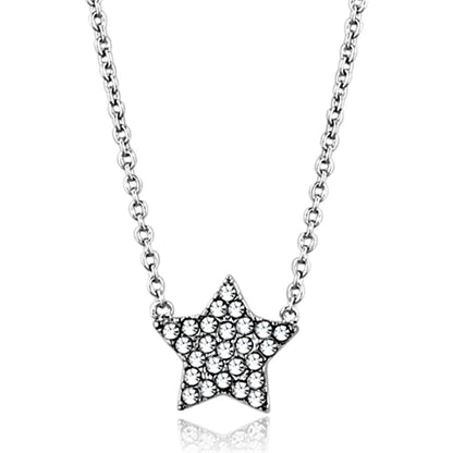 MALO3225 - Rhodium Brass Necklace with Top Grade Crystal  in Clear