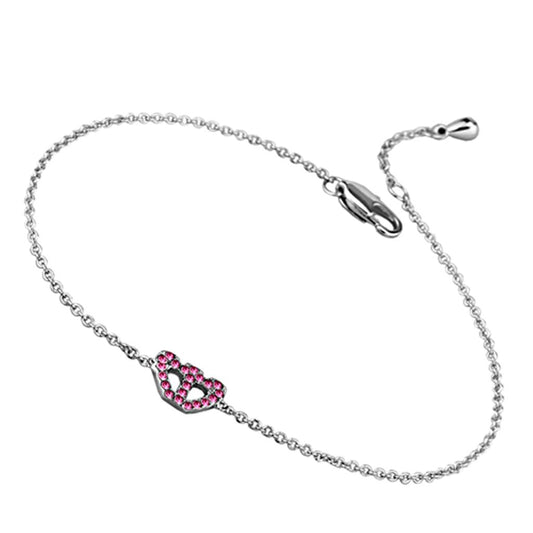 MALO3229 - Rhodium Brass Bracelet with Top Grade Crystal  in Rose