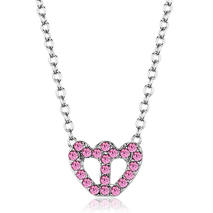 MALO3230 - Rhodium Brass Chain Pendant with Top Grade Crystal  in Rose