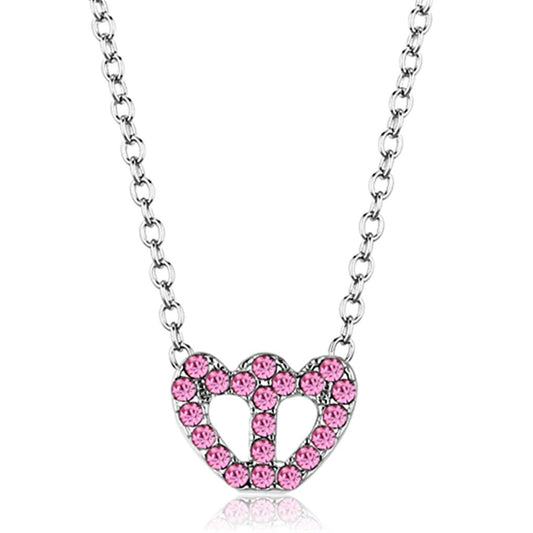 MALO3230 - Rhodium Brass Chain Pendant with Top Grade Crystal  in Rose