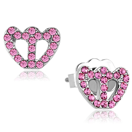 MALO3231 - Rhodium Brass Earrings with Top Grade Crystal  in Rose
