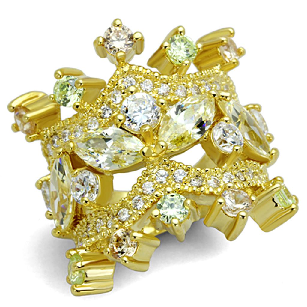 MALO3247 - Gold Brass Ring with AAA Grade CZ  in Clear