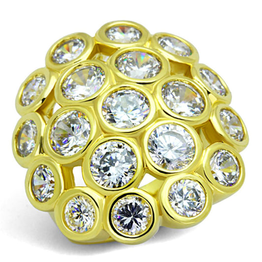 MALO3250 - Gold Brass Ring with AAA Grade CZ  in Clear