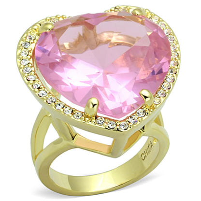 MALO3251 - Gold Brass Ring with Synthetic Synthetic Glass in Rose