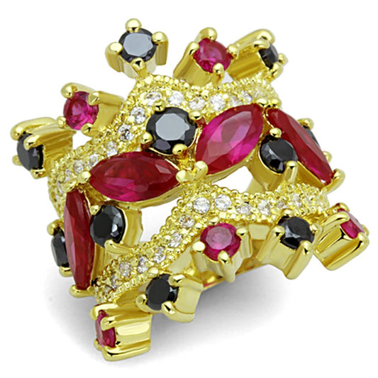 MALO3252 - Gold Brass Ring with AAA Grade CZ  in Multi Color