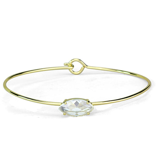 MALO3260 - Gold Brass Bangle with AAA Grade CZ  in Clear