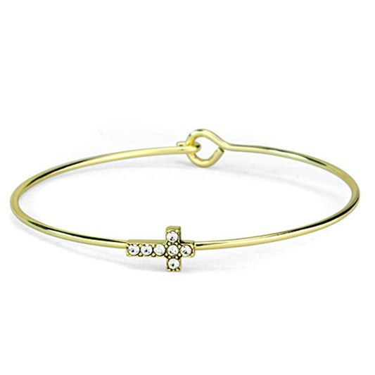 MALO3264 - Gold Brass Bangle with Top Grade Crystal  in Clear