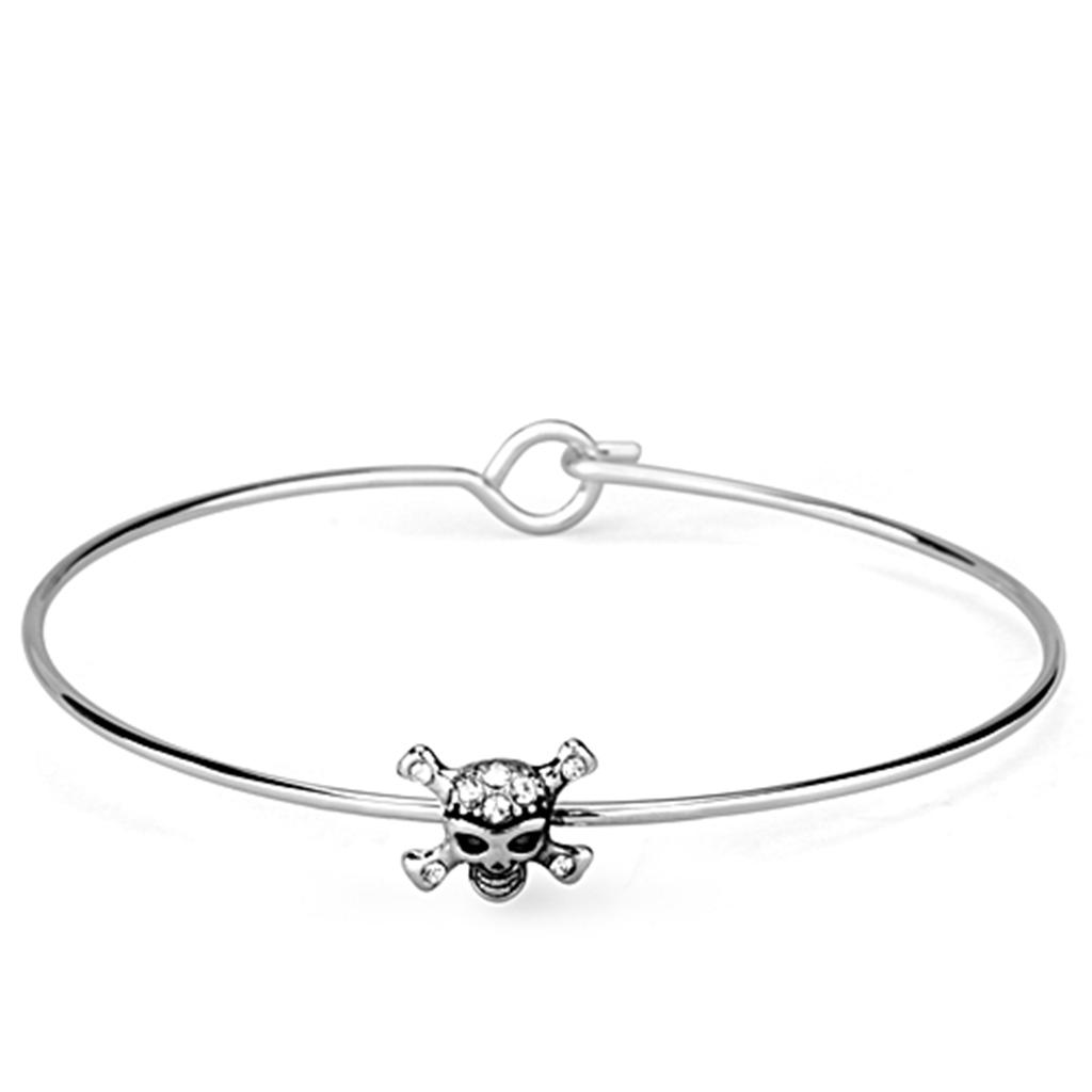 MALO3267 - Rhodium Brass Bangle with Top Grade Crystal  in Clear
