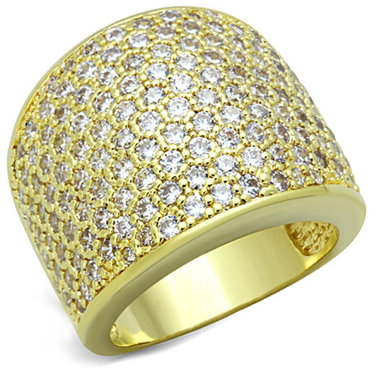 MALO3284 - Gold Brass Ring with AAA Grade CZ  in Clear