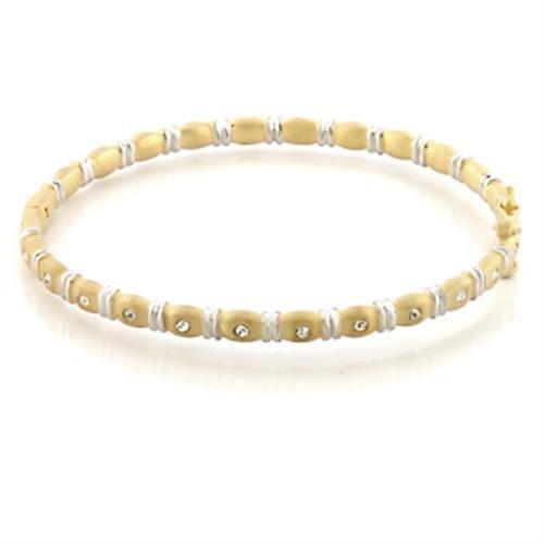 MALO331 - Matte Gold & Rhodium Brass Bangle with Top Grade Crystal  in Clear