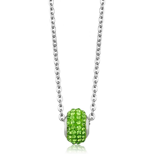 MALO3330 - High polished (no plating) Stainless Steel Necklace with Top Grade Crystal  in Peridot