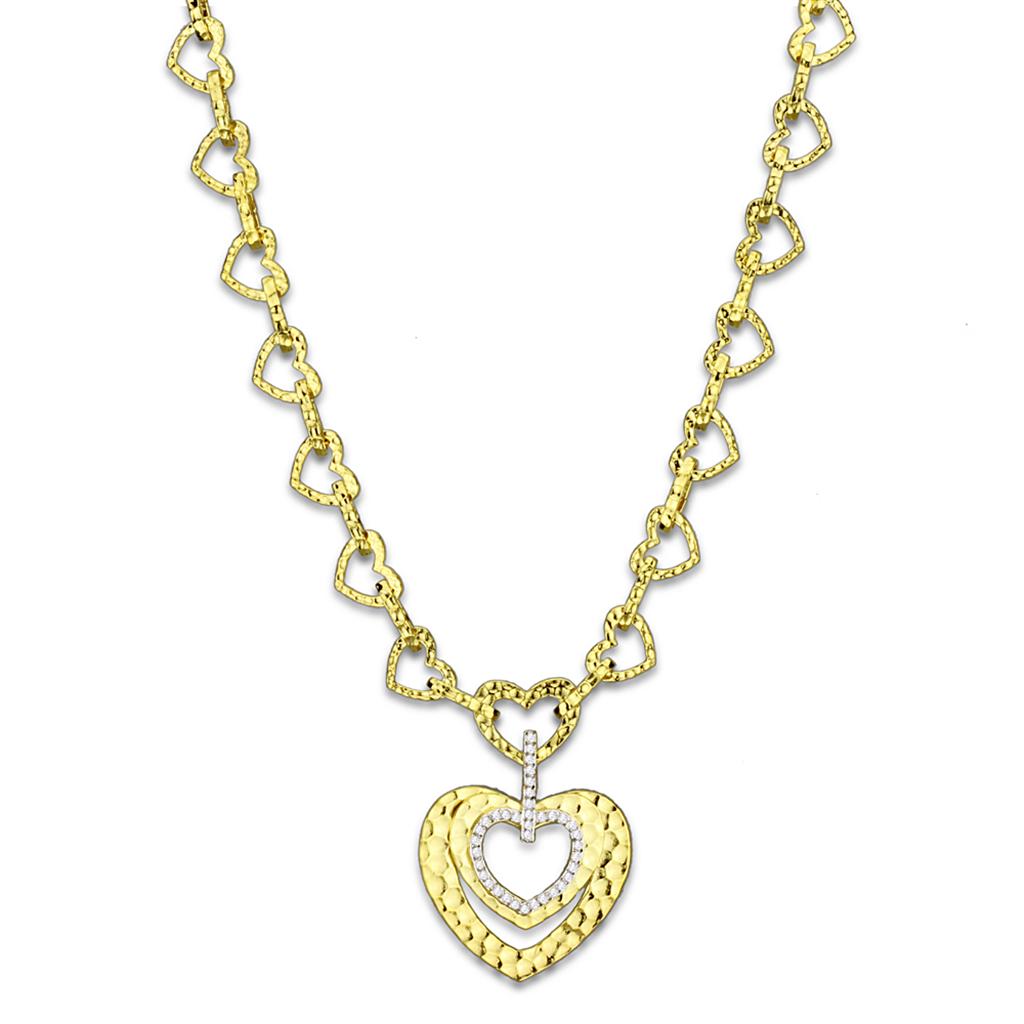 MALO3341 - Gold Brass Necklace with AAA Grade CZ  in Clear