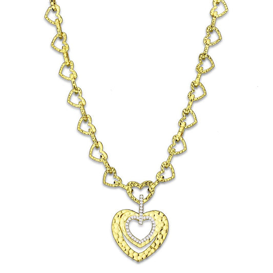 MALO3341 - Gold Brass Necklace with AAA Grade CZ  in Clear