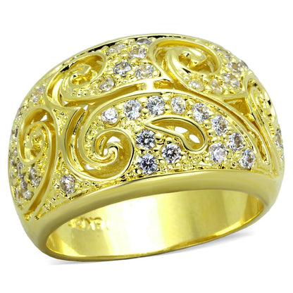 MALO3342 - Gold Brass Ring with AAA Grade CZ  in Clear