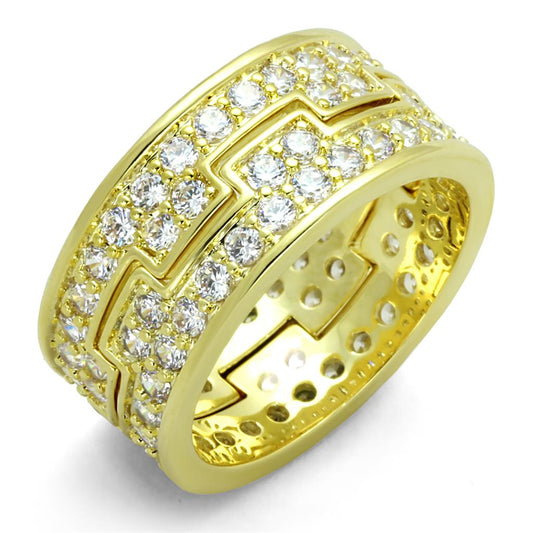 MALO3349 - Gold Brass Ring with AAA Grade CZ  in Clear