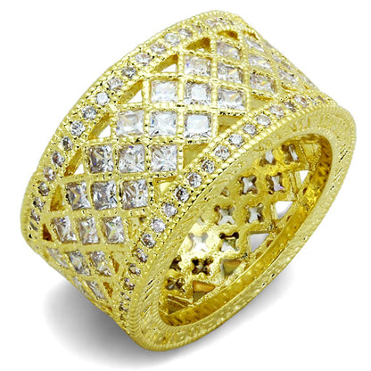 MALO3351 - Gold Brass Ring with AAA Grade CZ  in Clear