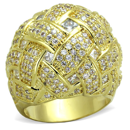 MALO3353 - Gold Brass Ring with AAA Grade CZ  in Clear
