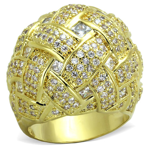 MALO3353 - Gold Brass Ring with AAA Grade CZ  in Clear