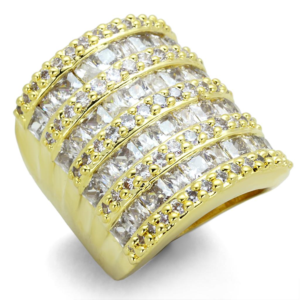 MALO3359 - Gold Brass Ring with AAA Grade CZ  in Clear